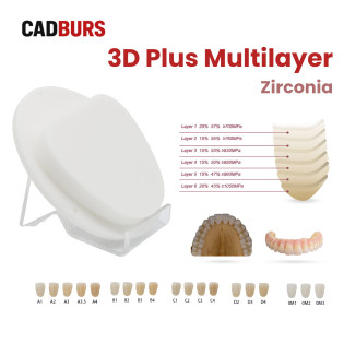 3D Plus Multilayer Zirconia Block for 89mm Amann Girrbach System 3D Plus Multilayer Zirconia Block for 89mm Amann Girrbach System