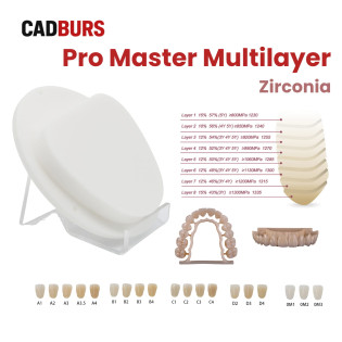 PRO MASTER Multilayer Zirconia Block for 89mm Amann Girrbach System PRO MASTER Multilayer Zirconia Block for 89mm Amann Girrbach System