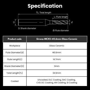 Sirona Compatible Glass Ceramic Milling Burs Shank 3mm Φ0.6mm For MCX5 Milling Machine - Alternate View