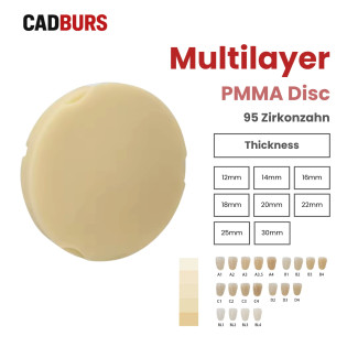 Multilayer PMMA Resin Disc 95mm for Zirkonzahn Systems - Natural Gradient