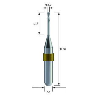 Zotion Compatible Metal Milling Burs Shank 6mm Φ2.0mm Bullnose - Alternate View