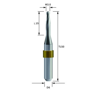 Zotion Compatible Metal Milling Burs Shank 6mm Φ3.0mm Ballmill - Alternate View